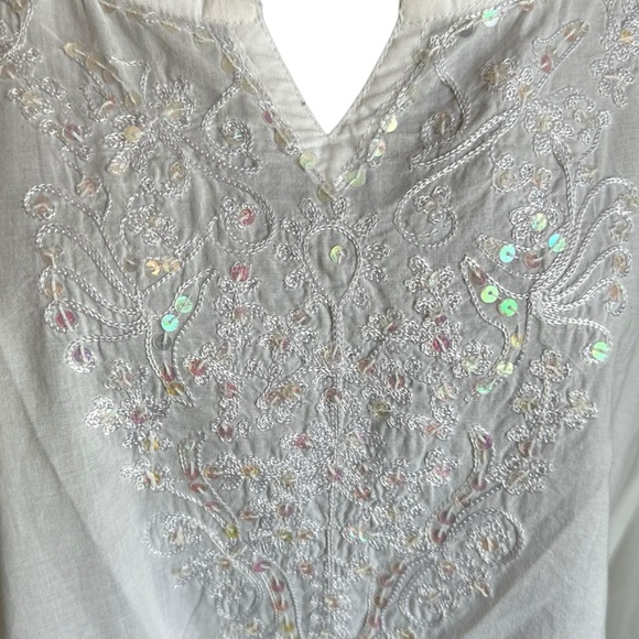 Ruby'N'Style Embroidered and Sequenced Blouse Size FREE White 100% Cotton - Picture 12 of 17